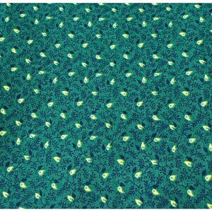 Green Cotton Fat Quarter Fabric Yellow Floral Pattern 18x22"Quilting Crafts